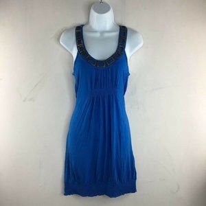 Kensie Pretty Womens Shift Dress Blue Beaded  Sz M
